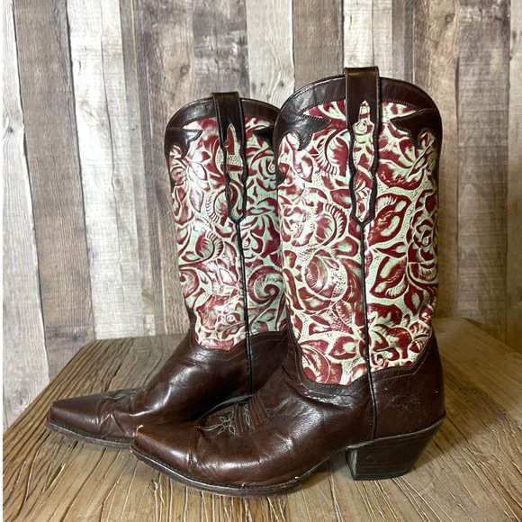 Dan Post Shoes - Dan Post Western Tooled Leather Cowboy Boots